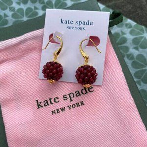 Kate Spade Very Berry Drop Earrings Fruit Red Pearl Raspberry Dangle